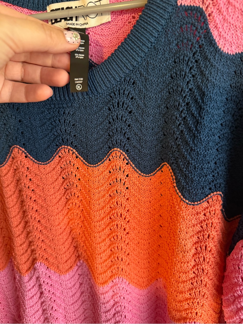 Beach Riot Beach Cover-Up Sweater Seashell Isle Color Block XL - Picture 4 of 5